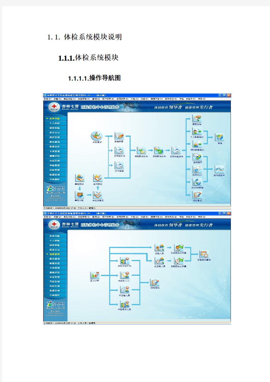 体检中心管理软件(大网络版)功能界面