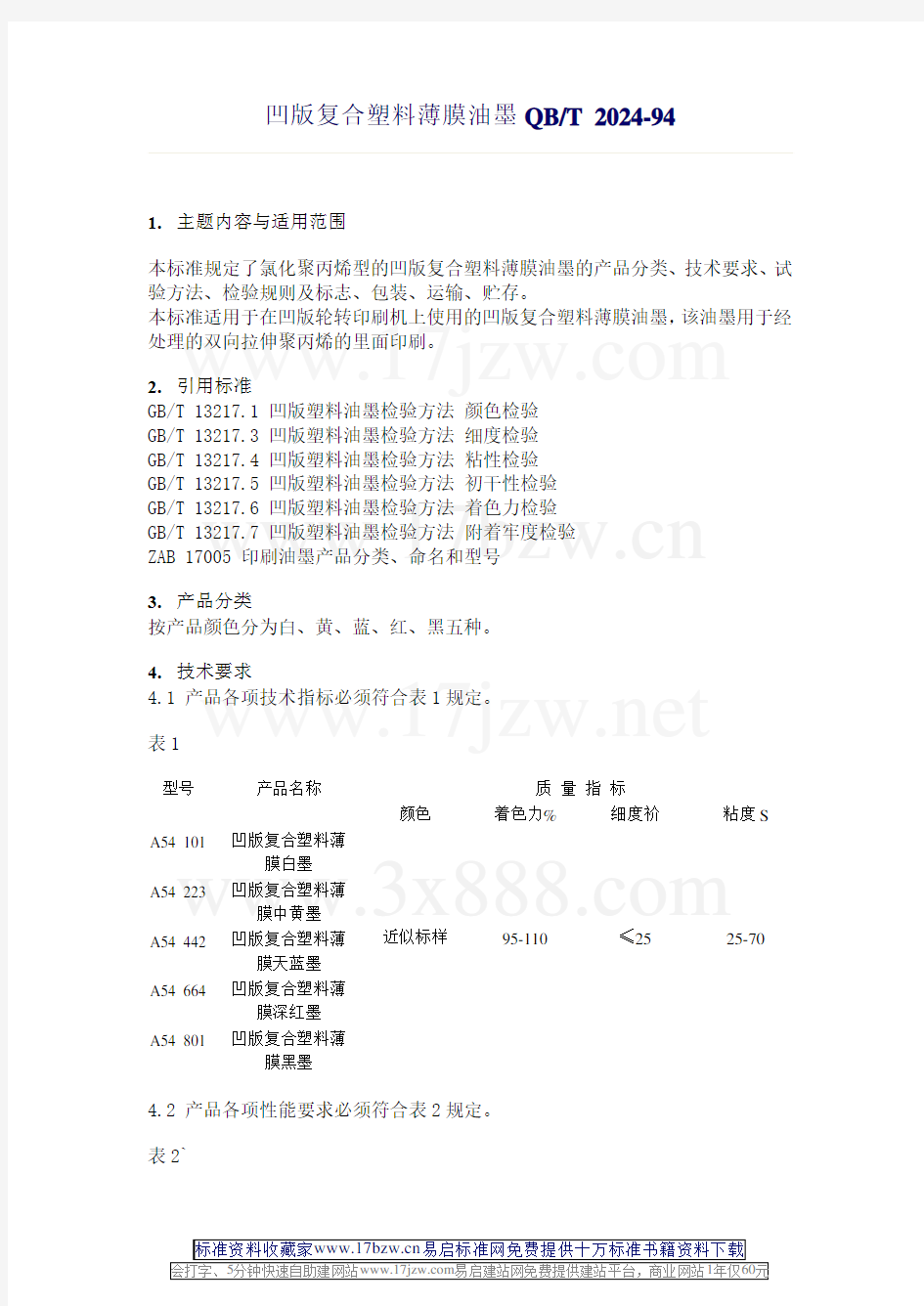 QBT--2024-1994QVF凹版复合塑料薄膜油墨