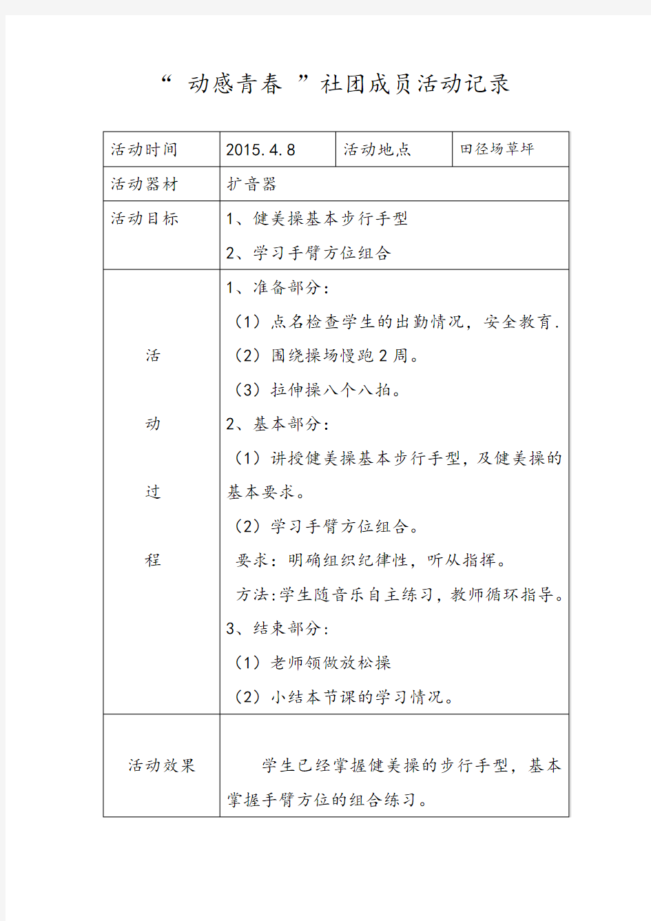 健身操社团活动记录