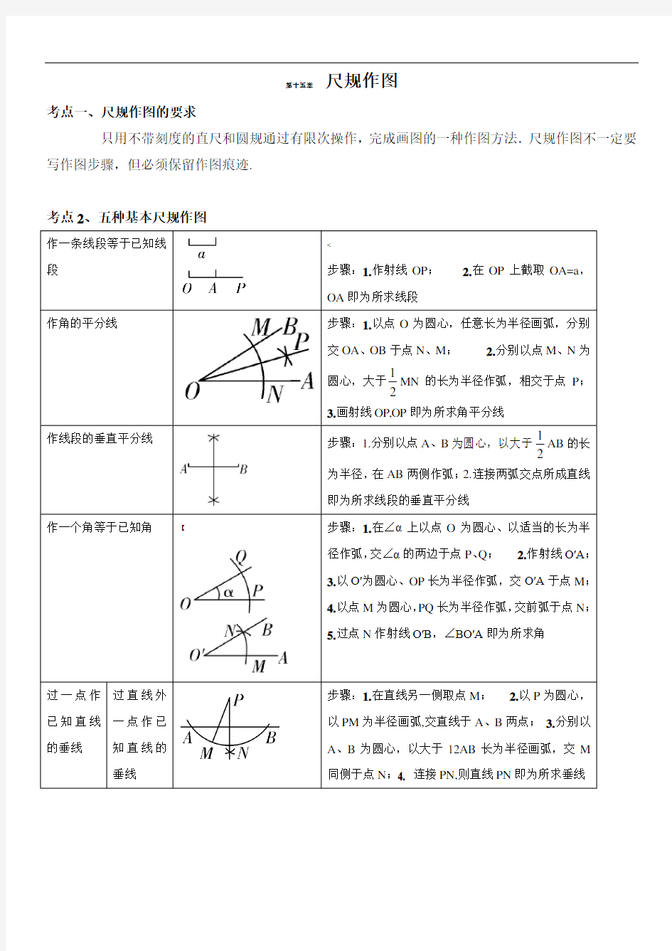 初中数学考点尺规作图