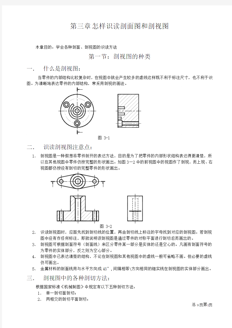 识读剖面图和剖视图