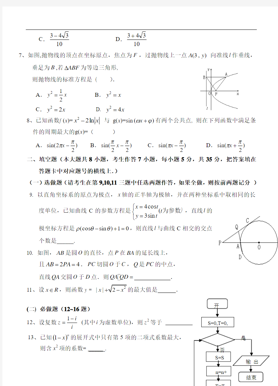 湖南省2018届高三六校联考数学理