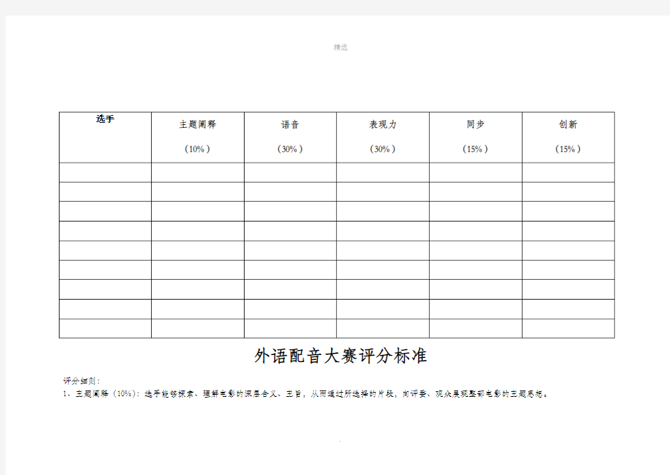 配音大赛评分标准