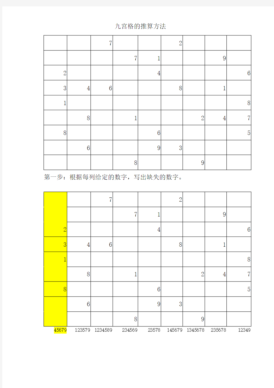 九宫格的推算方法