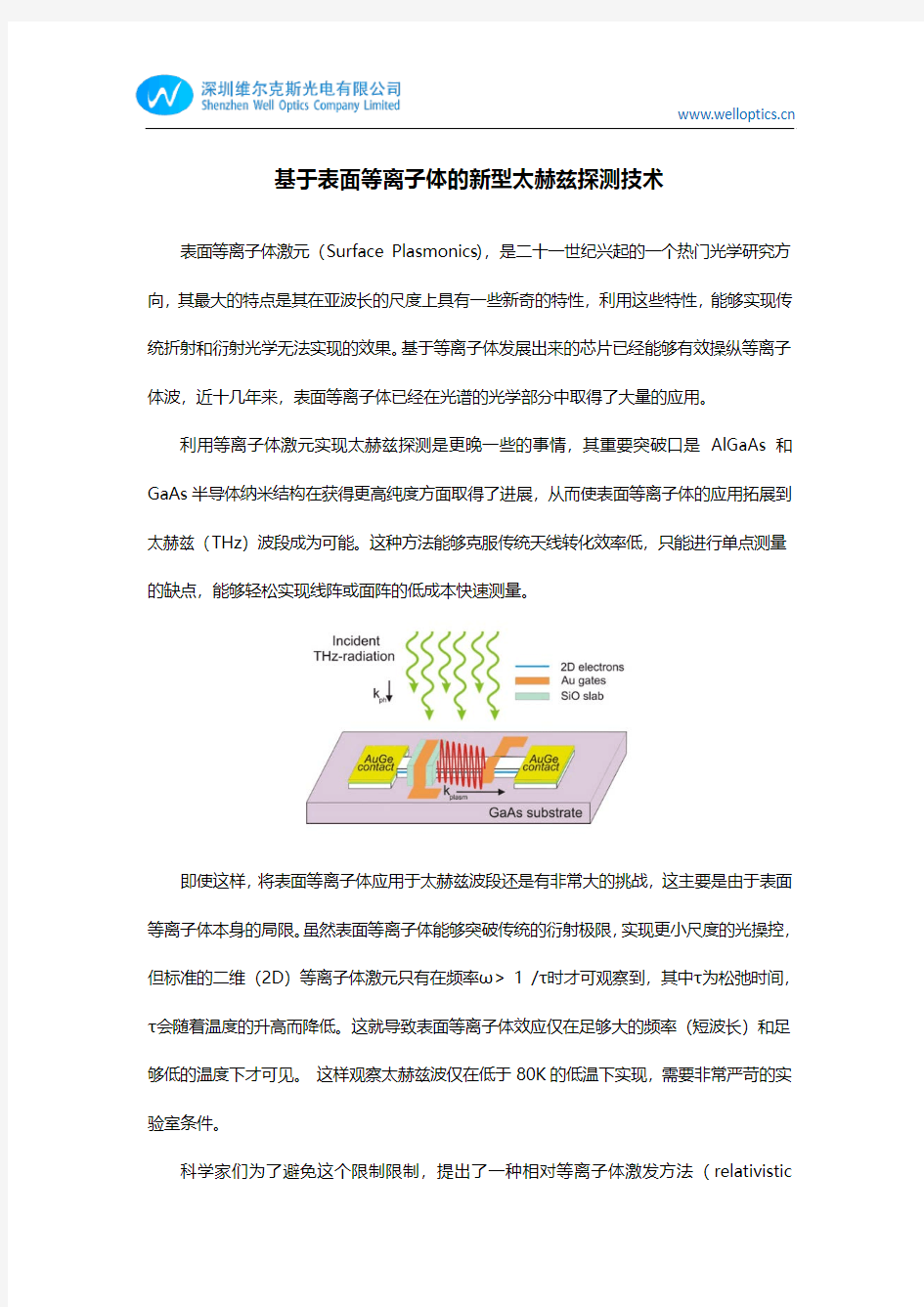 基于表面等离子体激元的新型太赫兹探测技术