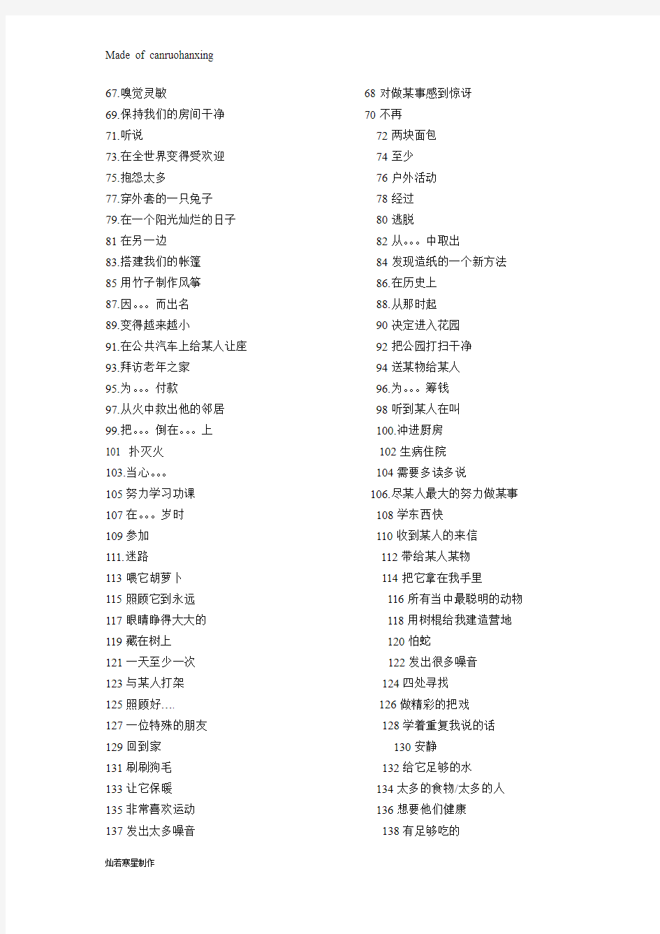 江苏省灌南县实验中学届九年级英语复习练习：7B重点短语和句子