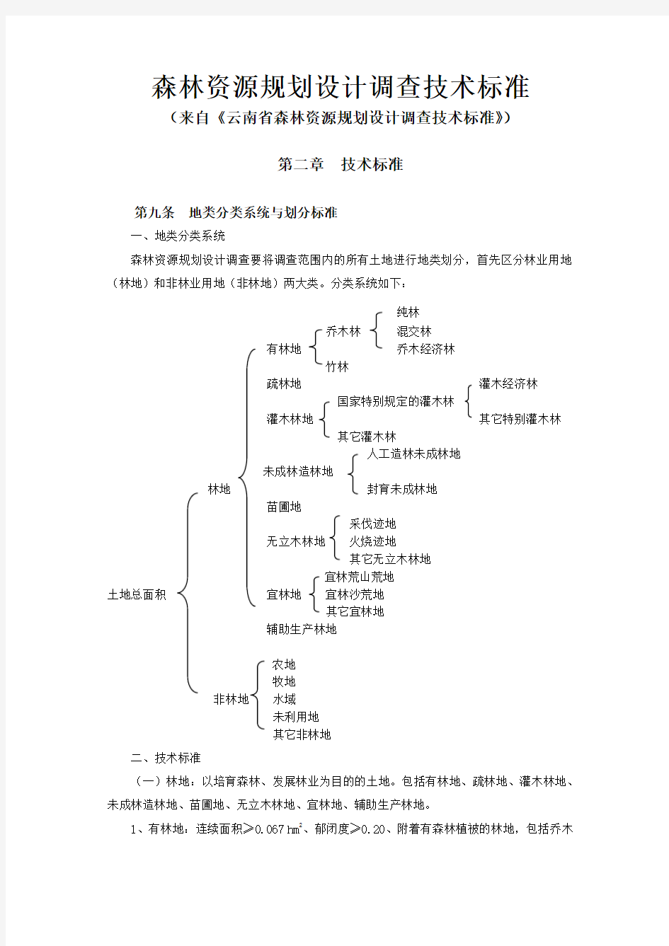 森林资源规划设计调查技术标准