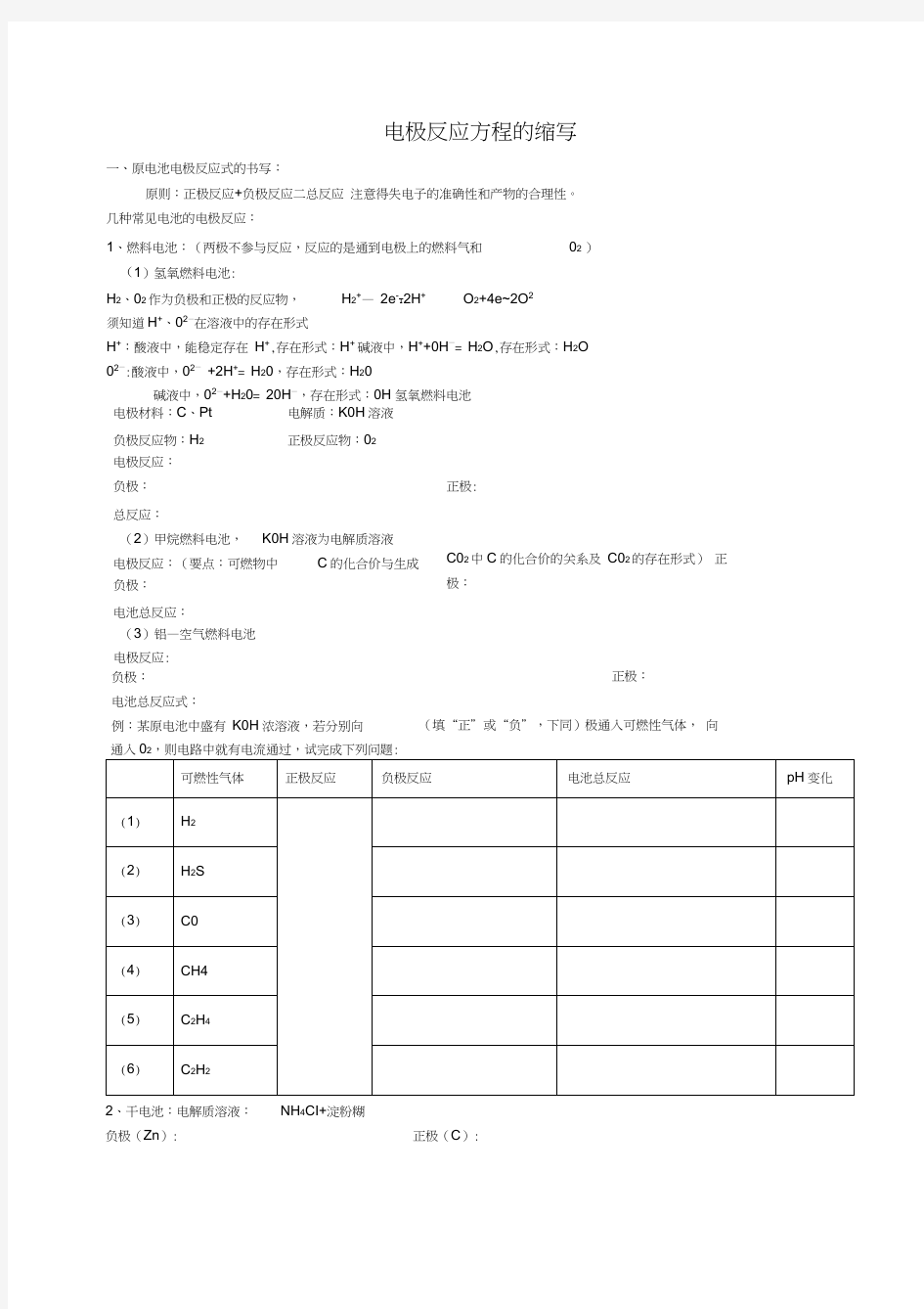 几种常见电池的工作原理