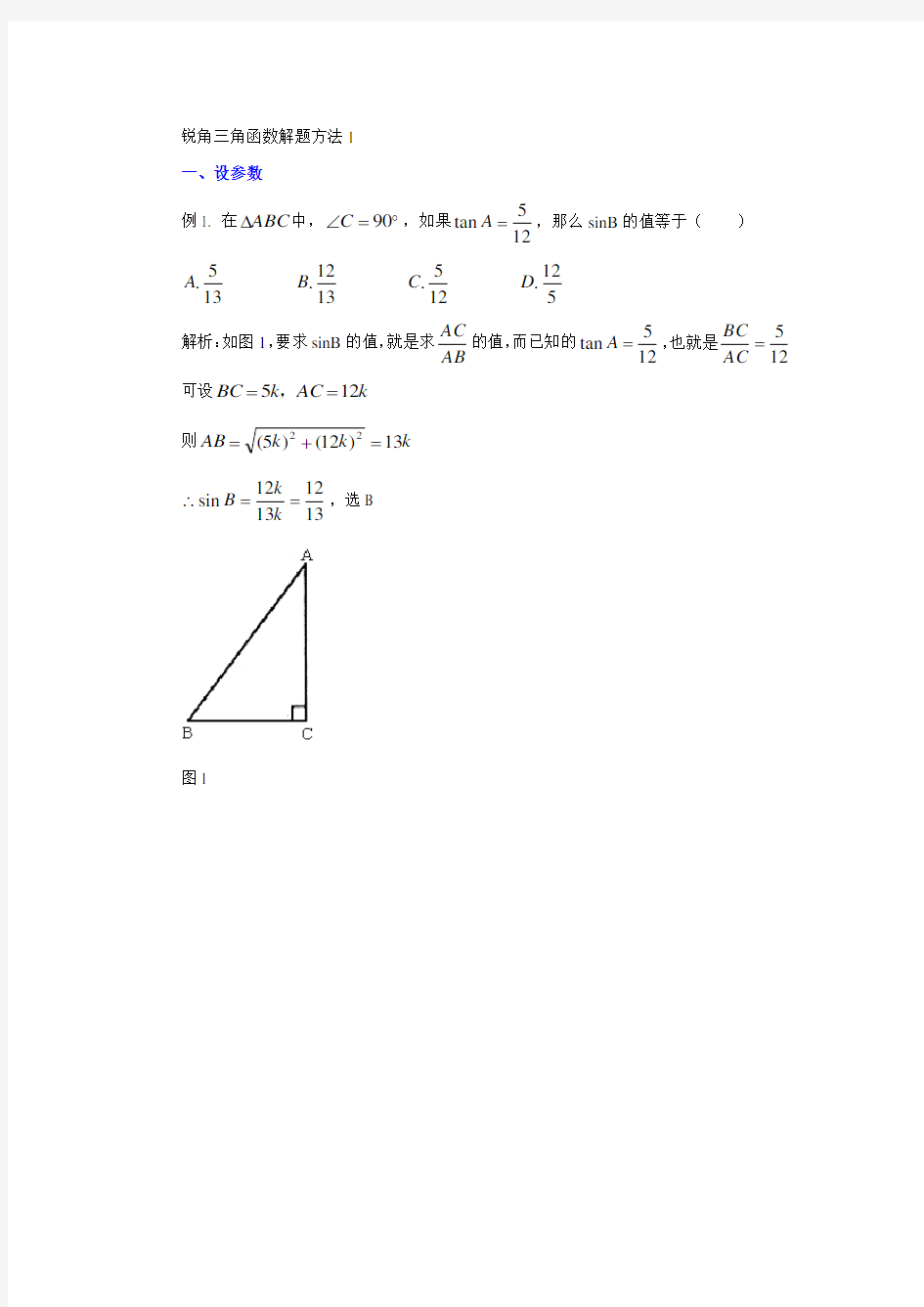 锐角三角函数解题方法1