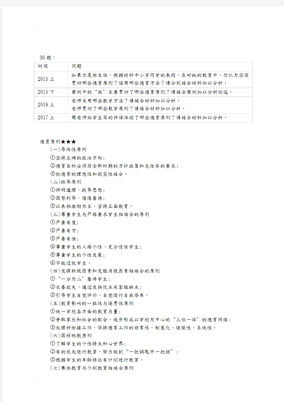 小学教育教学知识及能力知识点