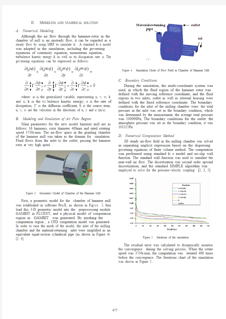 Numerical simulation on air-flow field in the millingchamber of hammer mill