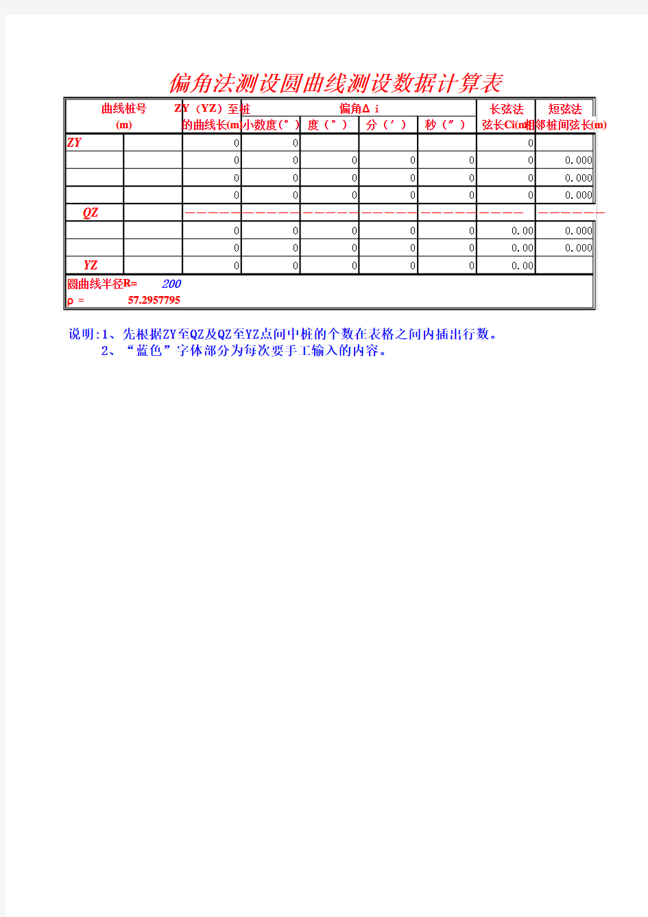 偏角法测设圆曲线