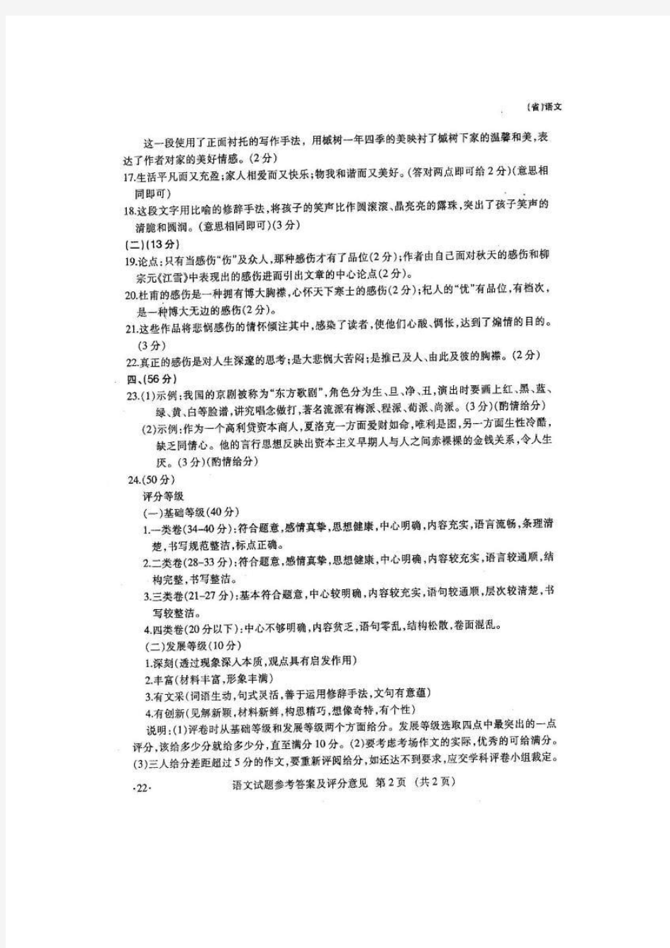 2012江西中考语文试卷及答案(扫描版)