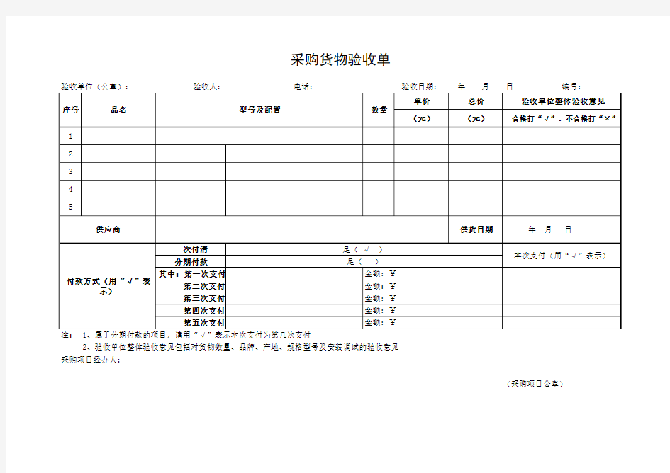 采购货物验收单