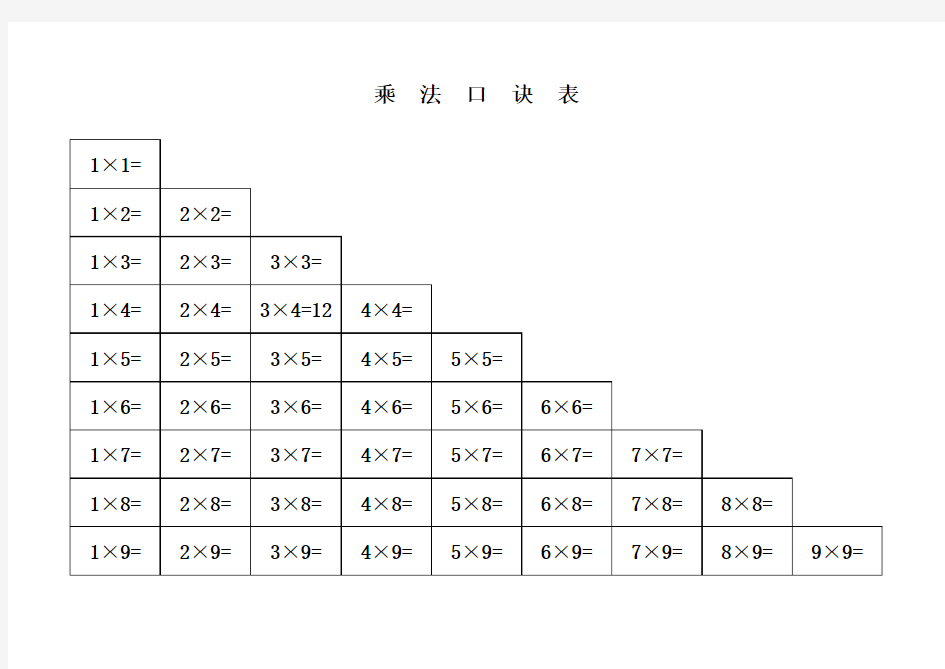 乘法口诀表(乱序版)