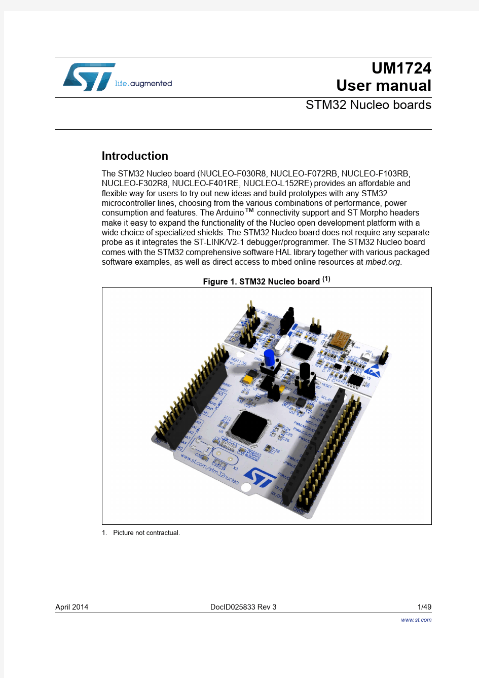 STM32 NUCLEO板用户手册