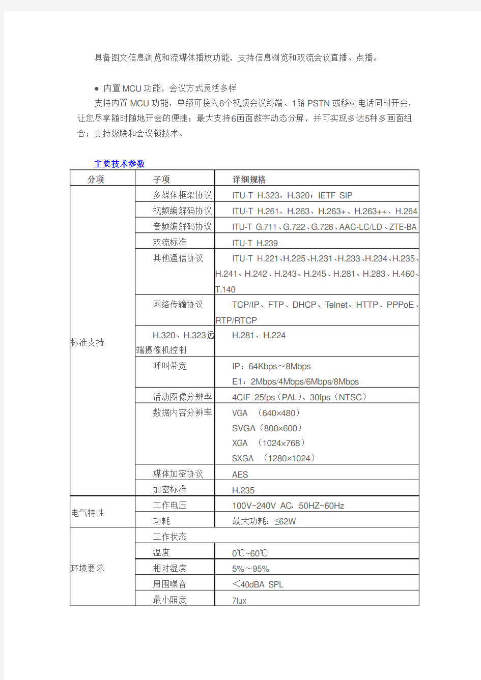 视频会议终端ZXV10 T502