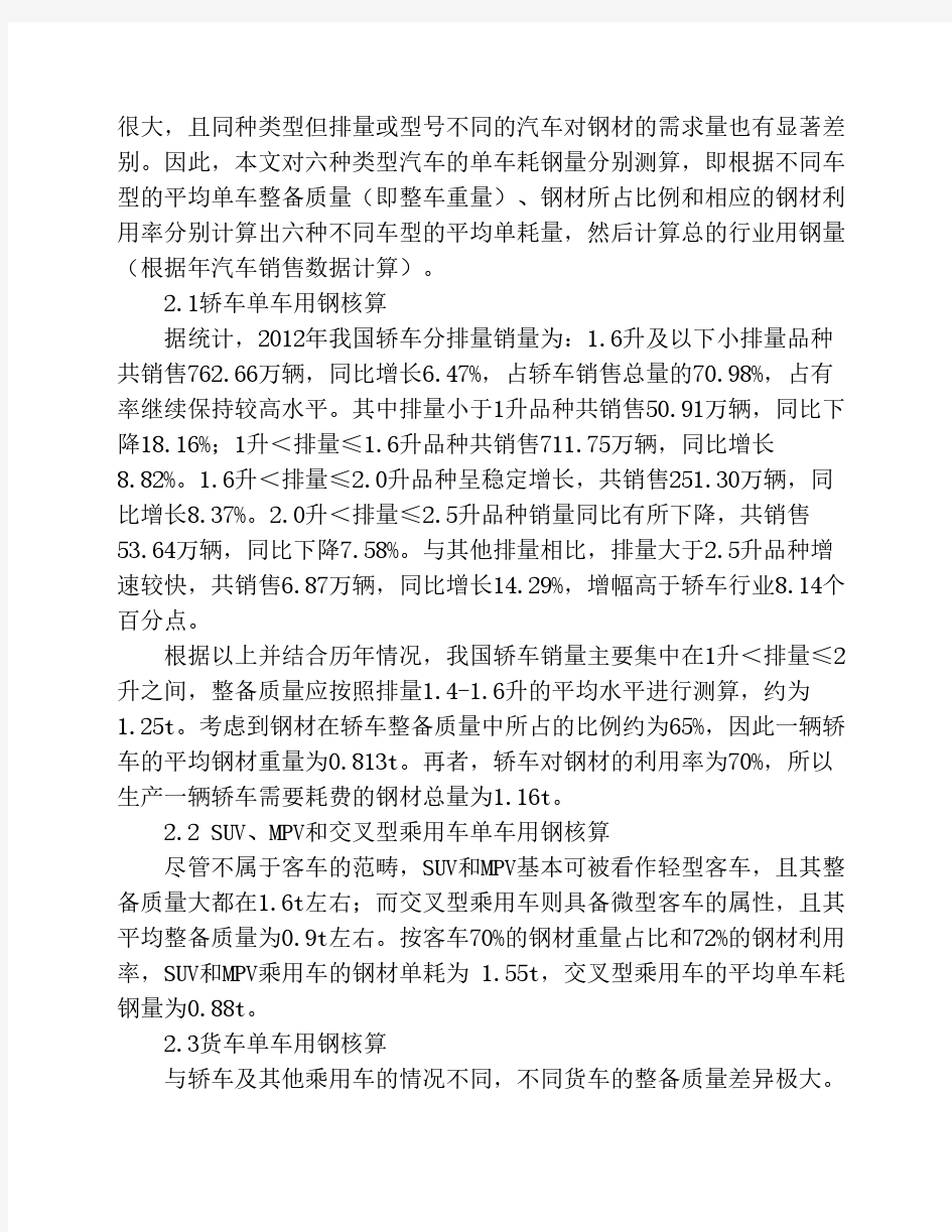 2013年我国汽车用钢需求分析