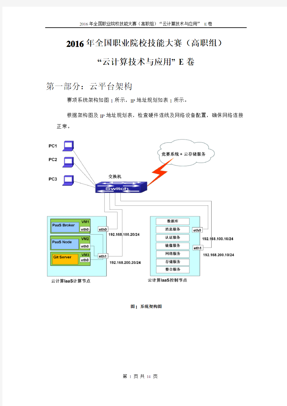 2016年全国高职云计算技术与应用E卷