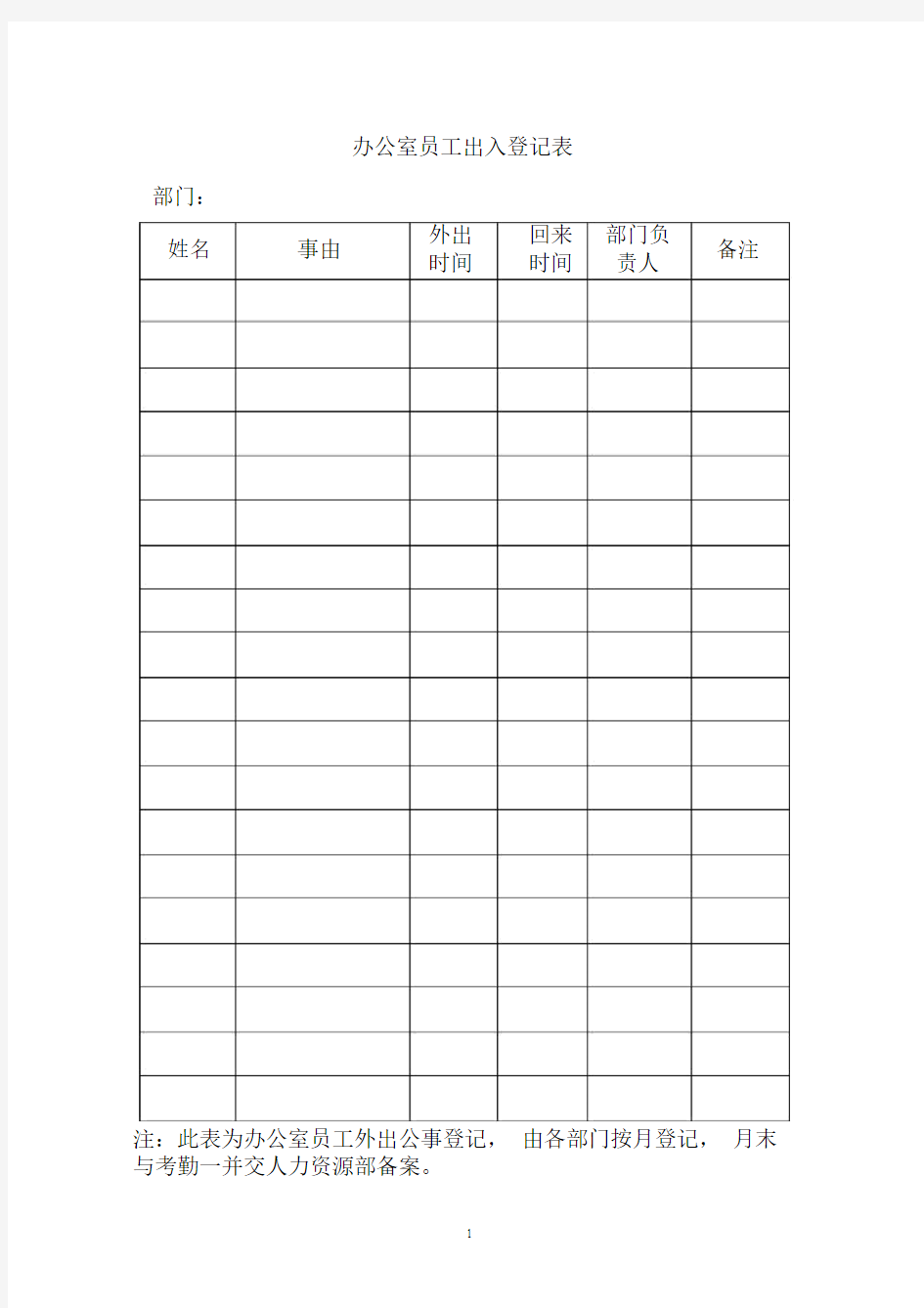 (完整版)办公室员工出入登记表.doc