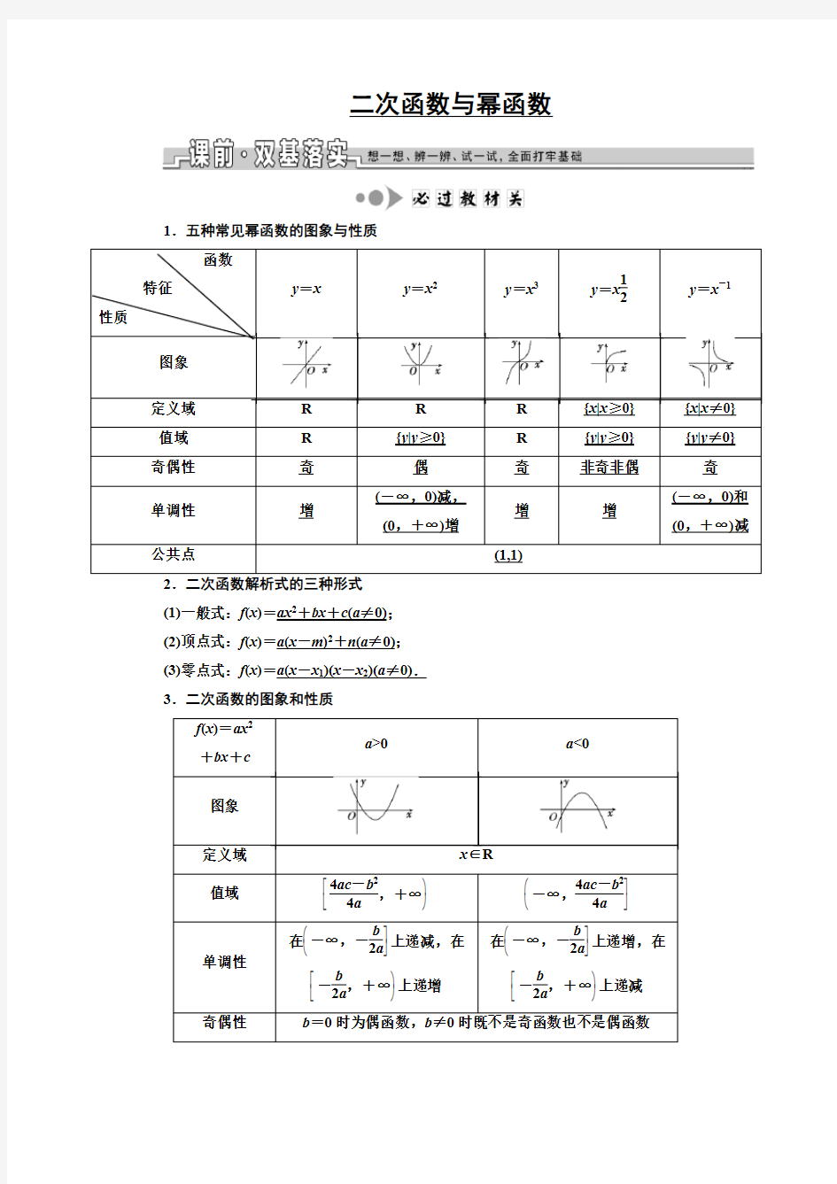 二次函数与幂函数