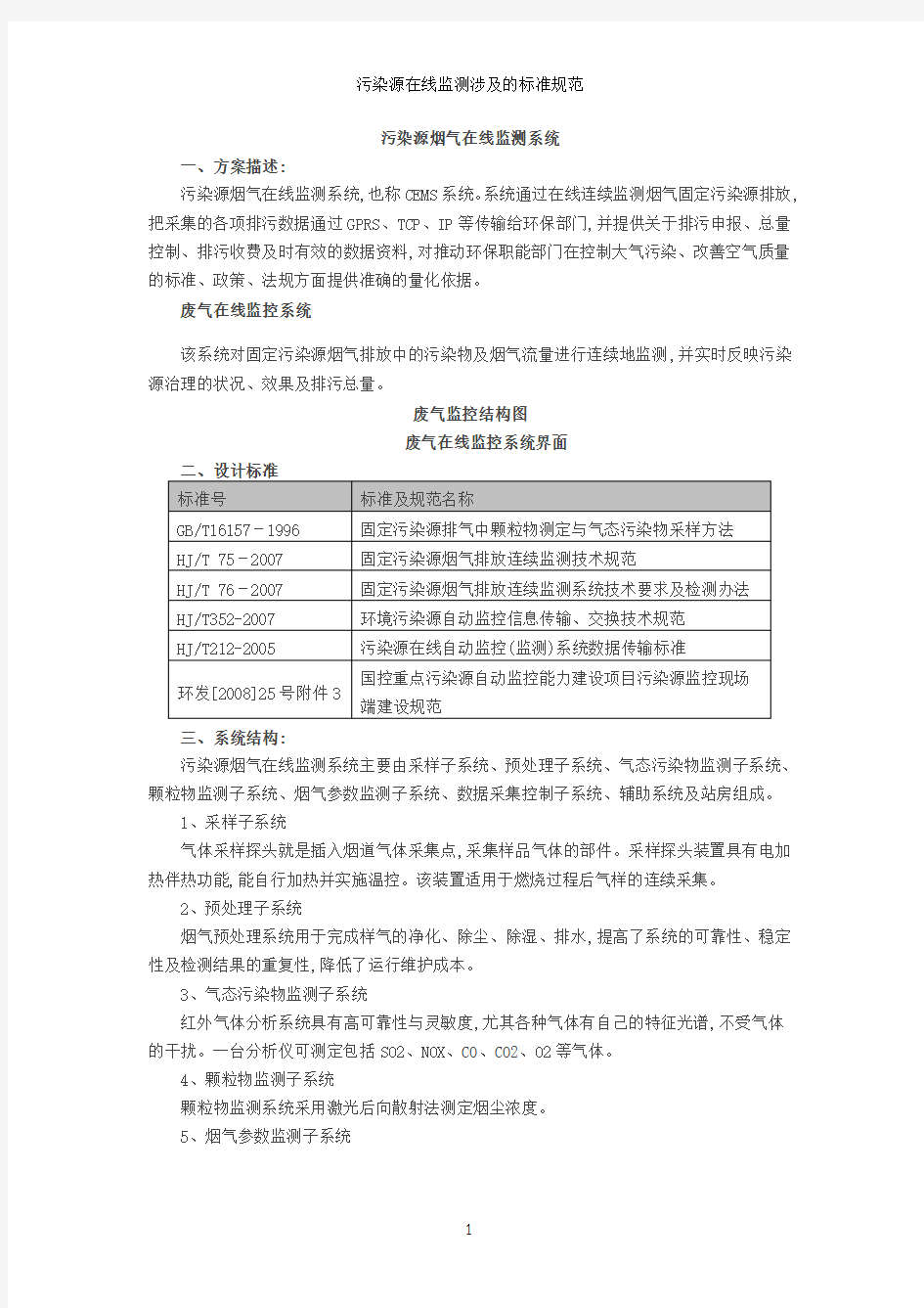 污染源在线监测涉及的标准规范