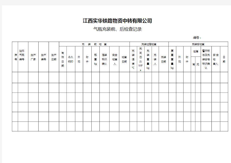 气瓶充装前后检查记录