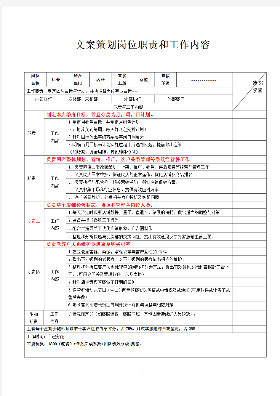 文案策划岗位职责和工作内容