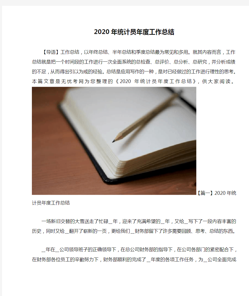 2020年统计员年度工作总结