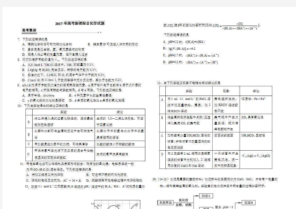 2017年高考新课标Ⅱ化学试题