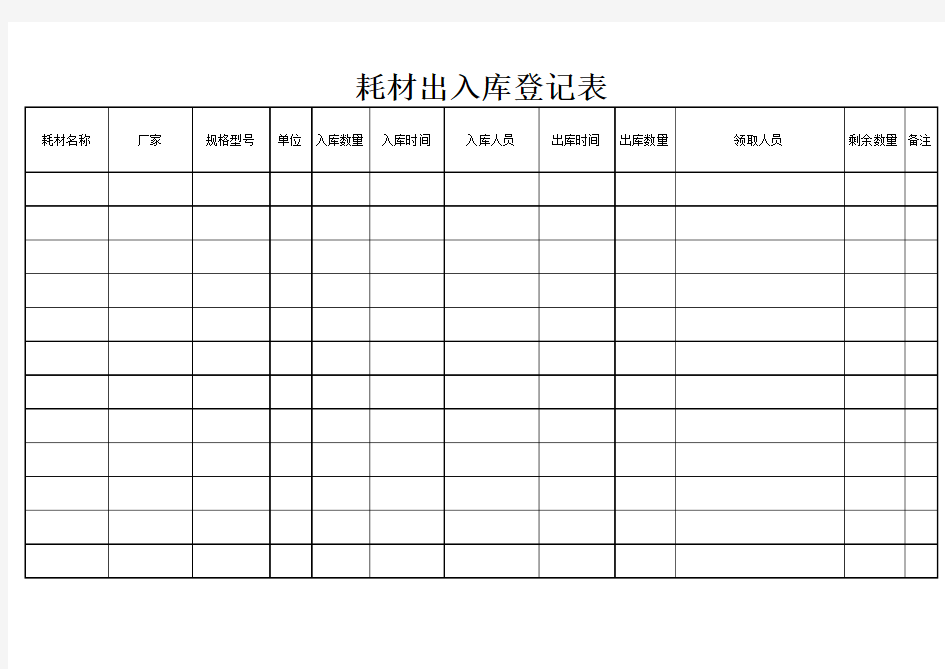 耗材出入库登记表