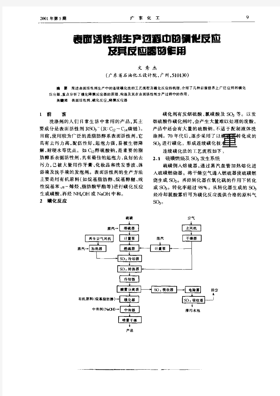 表面活性剂生产过程中的磺化反应及其反应器的作用