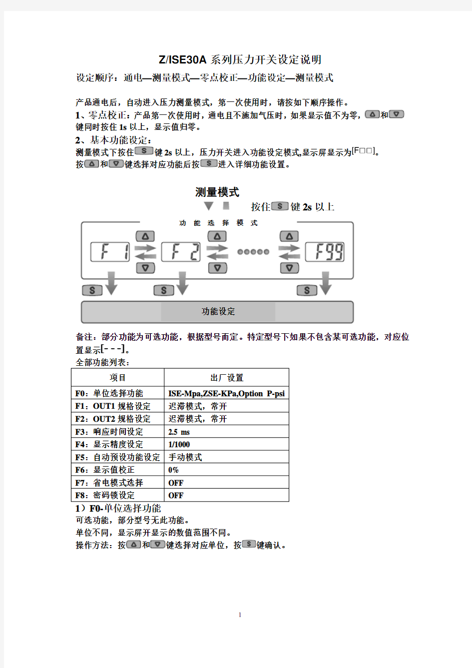 (SMC压力传感器调整说明书)ZSE30AISE30A