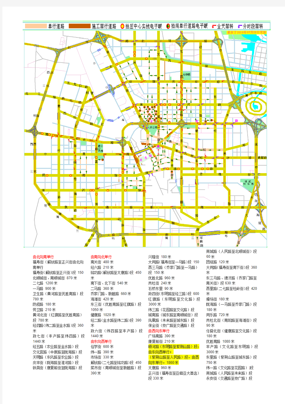 郑州市单行道及电子眼分布图