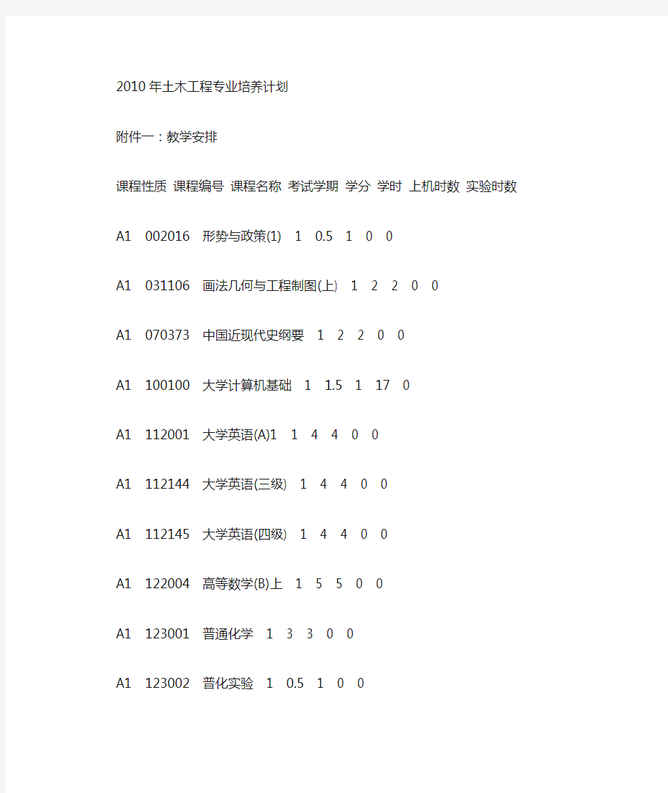 同济大学土木工程教学大纲