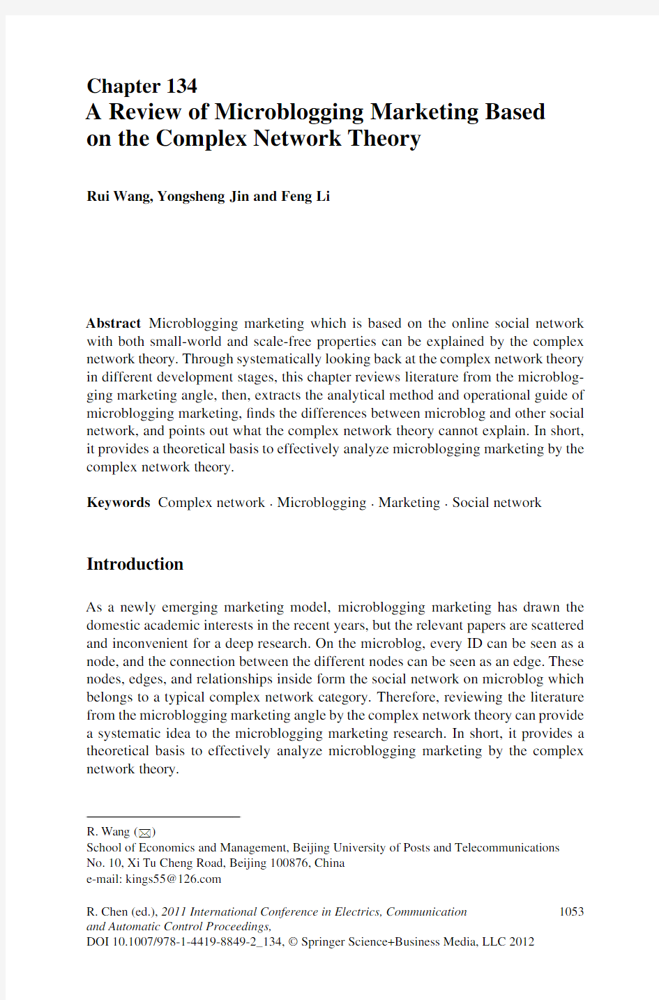 A Review of Microblogging Marketing Based on the Complex Network Theory