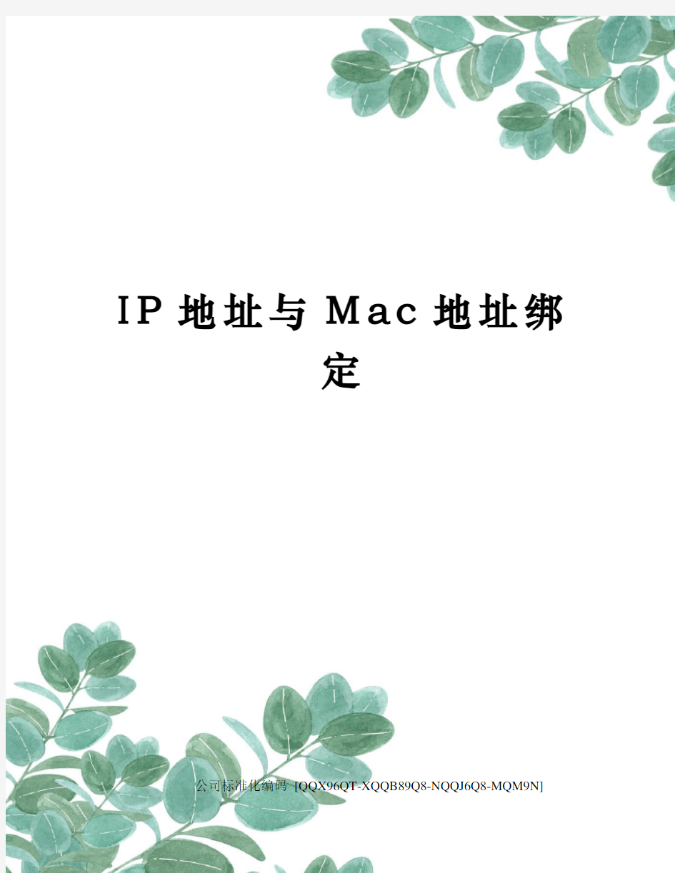 IP地址与Mac地址绑定修订稿