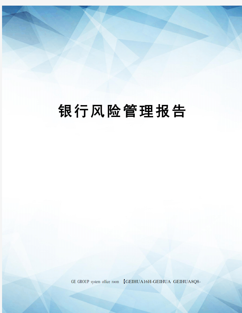 银行风险管理报告