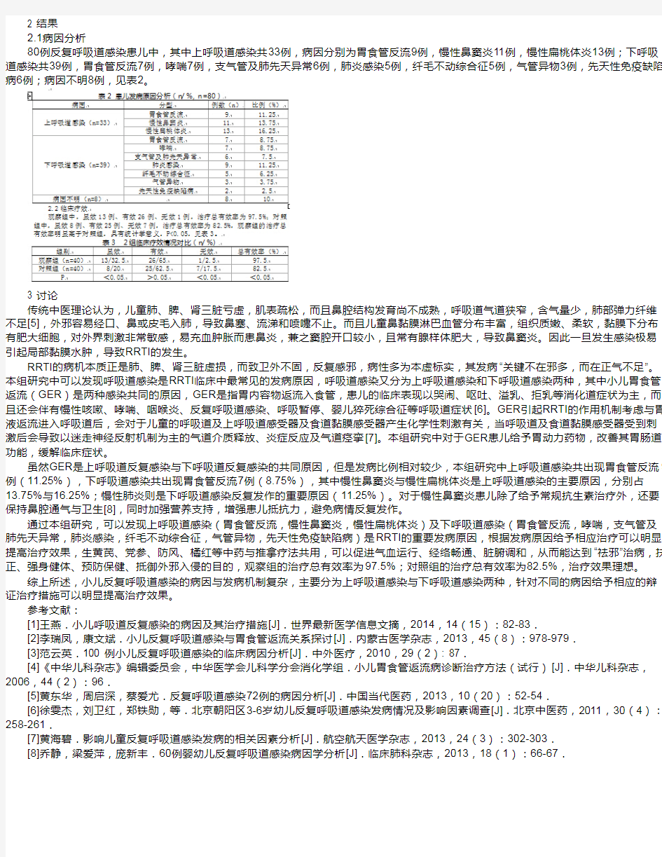 小儿反复呼吸道感染的病因病机分析及辩证治疗