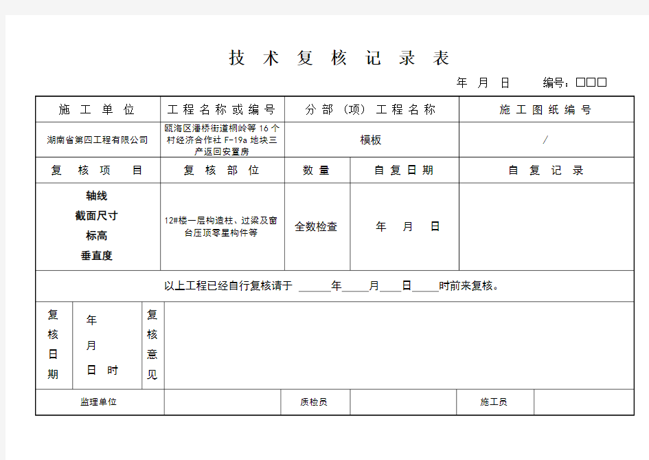 技术复核记录表