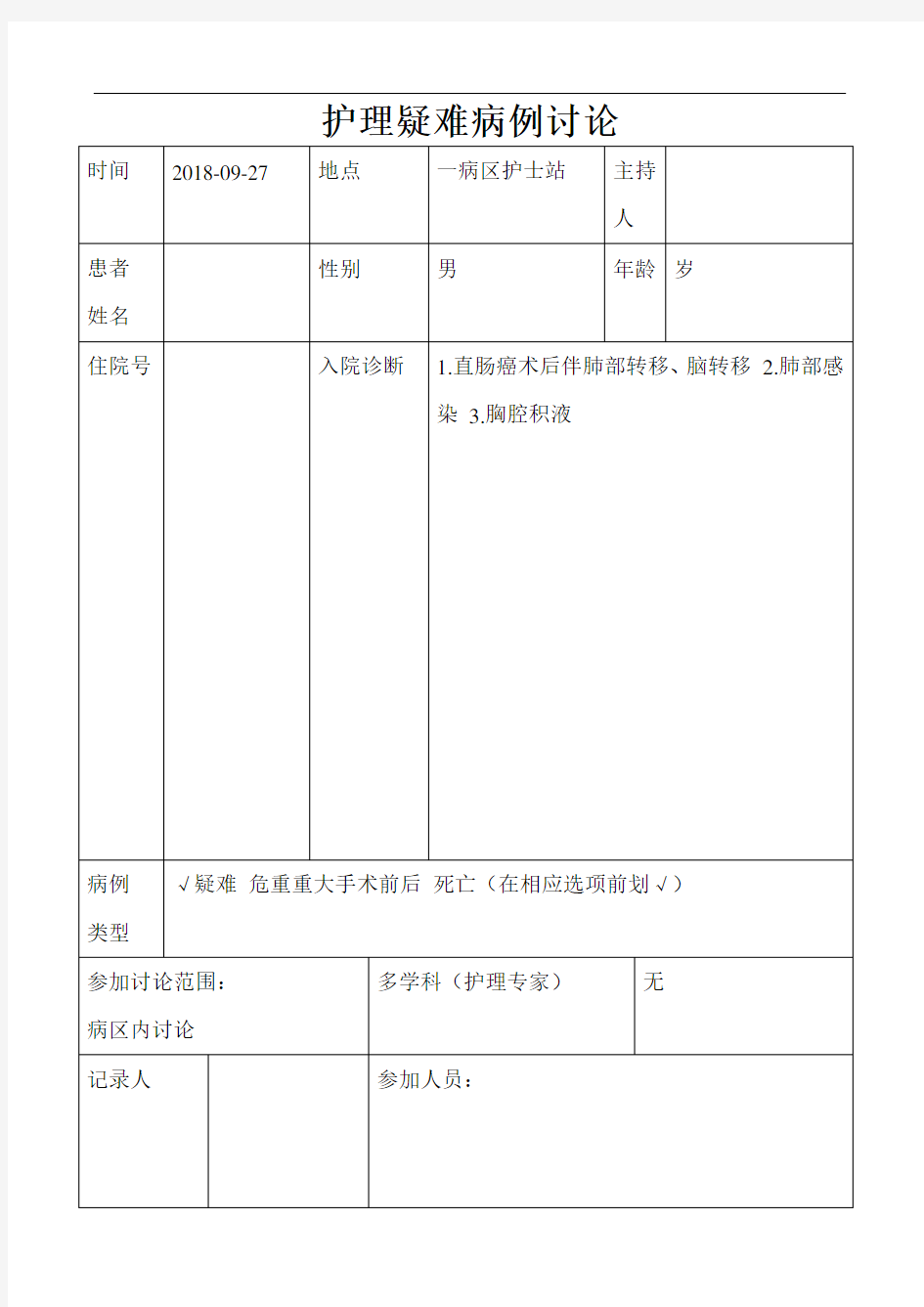 护理疑难病例讨论.doc