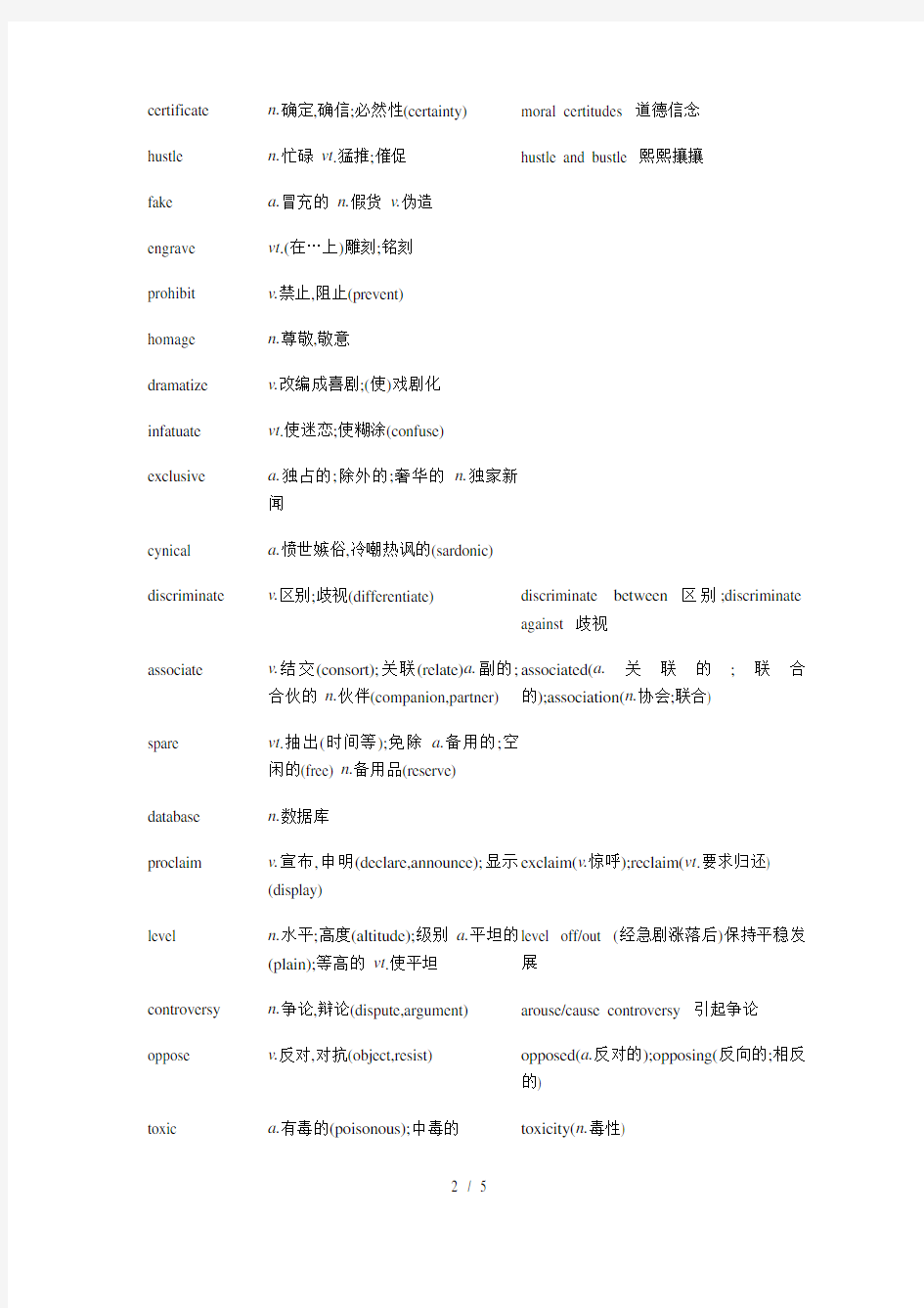 新东方托福词汇乱序版 List 2(详细版)