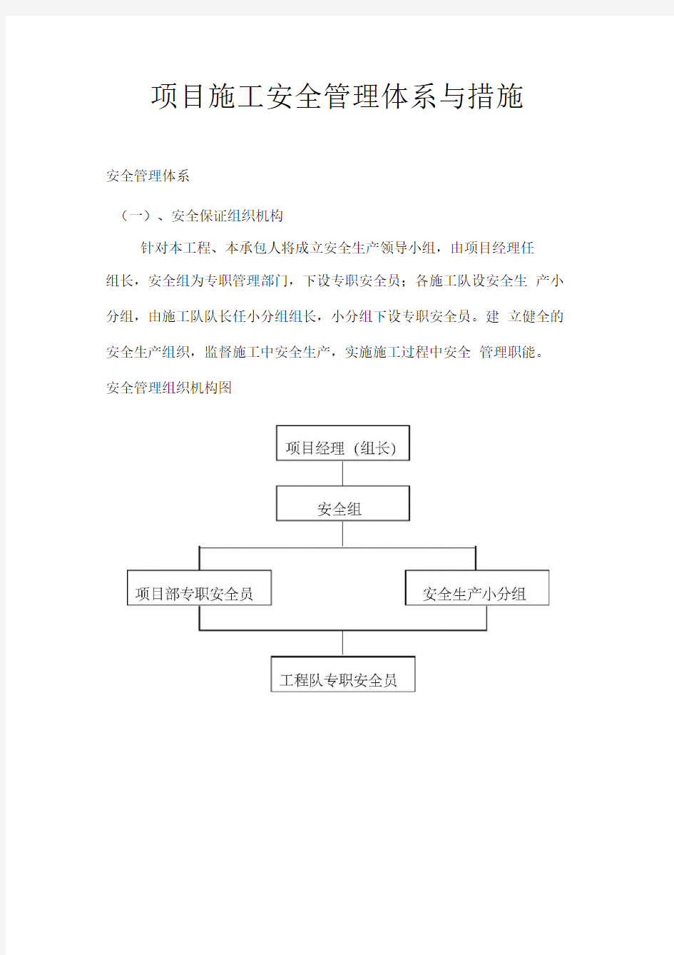 项目施工安全管理体系与措施