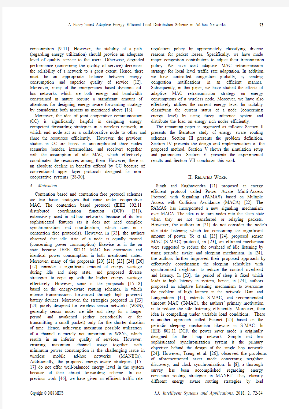 Ad Hoc网络中一种基于模糊的自适应能量分配方案(IJISA-V10-N2-7)