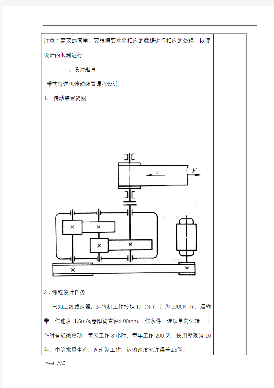 带式输送机传动装置课程设计报告