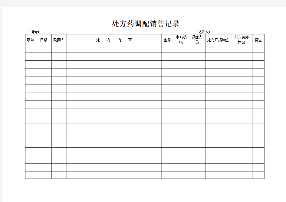 处方药调配销售记录
