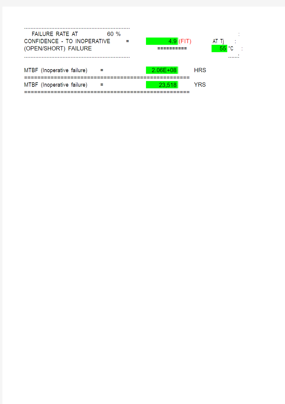 MTBF calculation basis