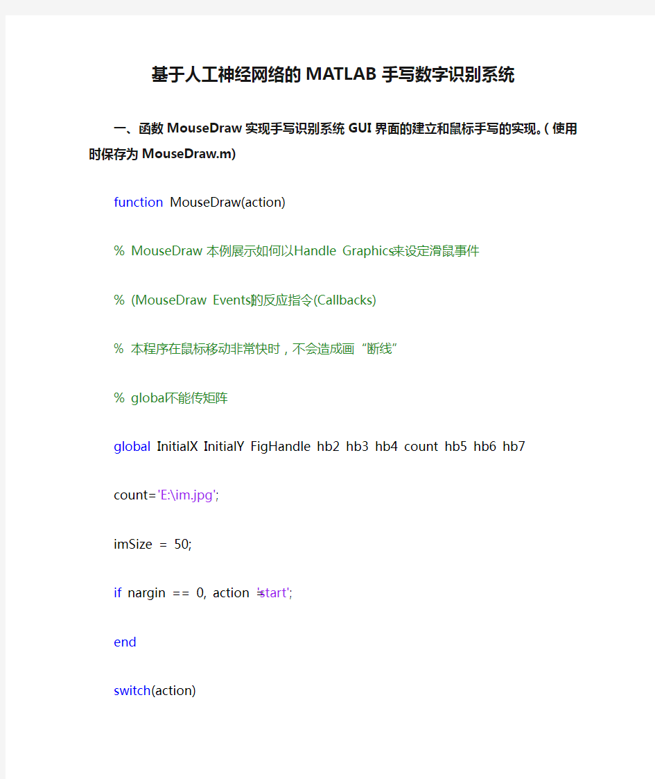 基于人工神经网络的MATLAB手写数字识别系统