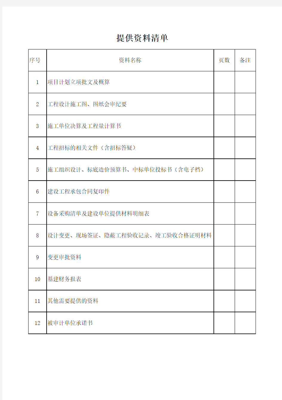 建设项目竣工决算审计申请表