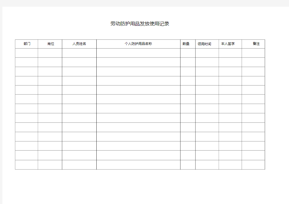 劳动防护用品发放记录